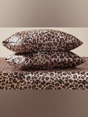 Martex Elegance Satin Pillowcase Set Leopard Print Brown Set
